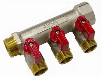 Коллектор 3/4"в/н с 3-мя шар.кран.на 1/2"(нар.резьбы) TERMA 14016, , шт в интернет-магазине Патент24.рф