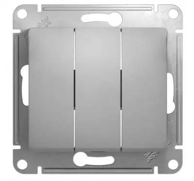 Выключатель GLOSSA 3кл алюминий в рамку GSL000331, , шт в интернет-магазине Патент24.рф
