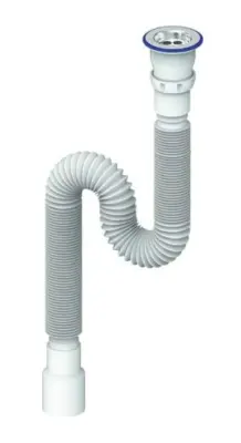 Сифон гофр. 1.1/2"х40 с нерж.чашкой с прикручивающимся выпуском 1500мм Unicorn D240, , шт в интернет-магазине Патент24.рф