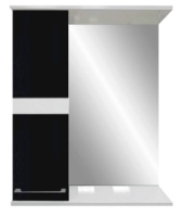 Шкаф зеркальный ЛАЙН-60 1дверь слева белый/черный вставка глянец (Francesca), , шт в интернет-магазине Патент24.рф
