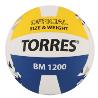 Мяч волейбольный Torres BM1200" размер 5, синт.кожа(микрофибра), клеенный, бел-син 6883867, , шт в интернет-магазине Патент24.рф