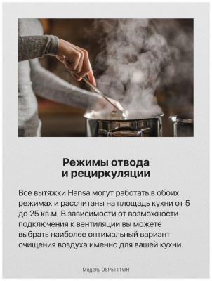 Вытяжка Hansa OSP 6111 WH 80Вт, 350 м³/ч в интернет-магазине Патент24.рф