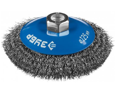 Щетка ЗУБР ПРОФ коническая д/УШМ сталь проволока 0,3мм 125ммхМ14 35265-125_z02, , шт в интернет-магазине Патент24.рф