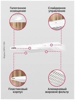 Вытяжка Hansa OSP 6111 WH 80Вт, 350 м³/ч в интернет-магазине Патент24.рф